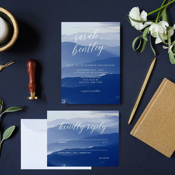 Mountain Wedding Invitation Template - Etsy