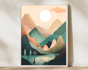 SUN VALLEY | Modern Art | Boho Art Print | Printable Wall Art | Bohemian Wall Decor | ColorKojo Art | Digital Print | Art Prints | Sun Art