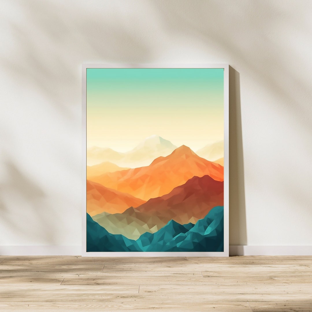 Printable Pastel Mountain Range Wall Art Digital Download Instant