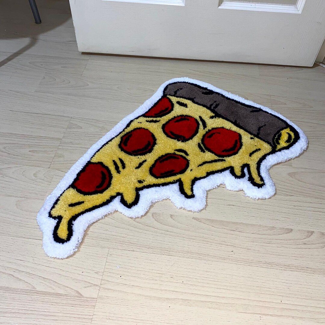 Pizza Tufting Rug Funny Tufted Rug Hand Plush Carpet Water Etsy