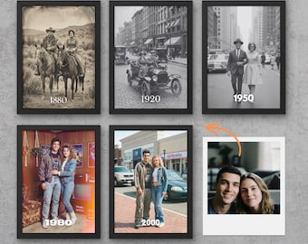 Custom Historical Portrait, 5 Eras Photo Edit, Unique Gift (Digital Download)