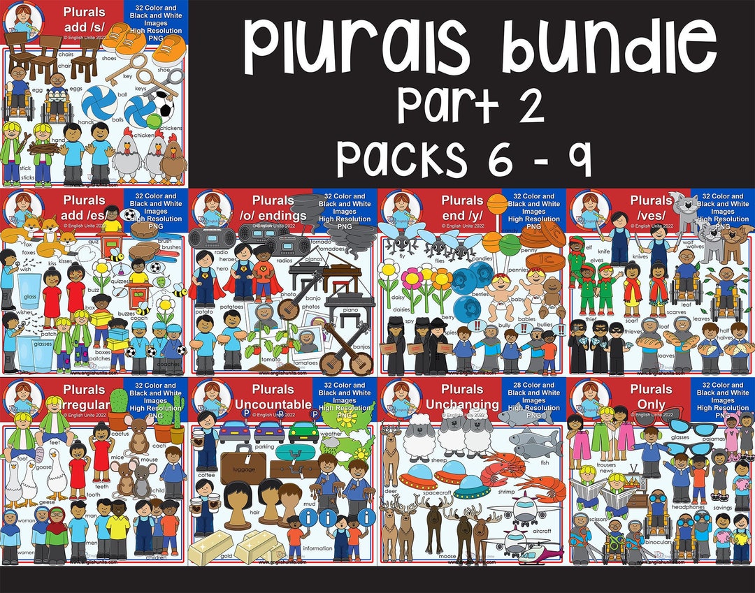 Clip Art Plurals Bundle Part 2 Educational Phonics - Etsy