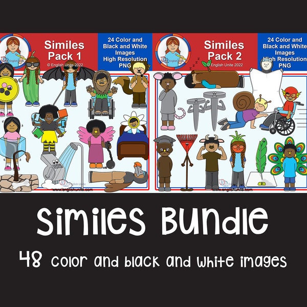 Clip Art - Similes Bundle (Figurative Language) - Educational Grammar Graphics for Teachers, Curriculum Developers, and Hand-Crafted Goods
