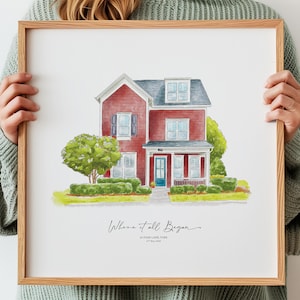 Custom House Portrait, Personalised Home Painting, Hand-Painted Watercolour House, Housewarming Gift, First Home Artwork, Realtor Gift