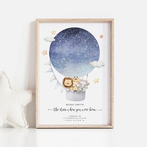 Sternenkarte Baby Benutzerdefinierte Druck, Geburtstag Sterne Kind Himmel Poster, Geschenk für Neugeborene Eltern, Junge Mädchen Taufe Kunst, Nacht, als du geboren wurdest Leinwand