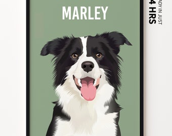 Retrato personalizado de mascotas, Ilustración personalizada de perros, Arte de pared de perros y gatos, Mascota dibujada a mano, Ideas conmemorativas de mascotas, Digital, Regalo de Navidad, Arte de mascotas