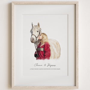 Regalos de caballos personalizados, retrato de mascota personalizado, regalo para amantes de los caballos, regalo pintado a mano para una chica que practica caballos, regalo ecuestre, regalo para jinetes