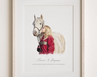 Personalized Horse Gifts, Custom Pet Portrait Painting, Horse Lover Gift, Handpainted Gift for Horse Girl, Equestrian Gift, Horse Rider Gift