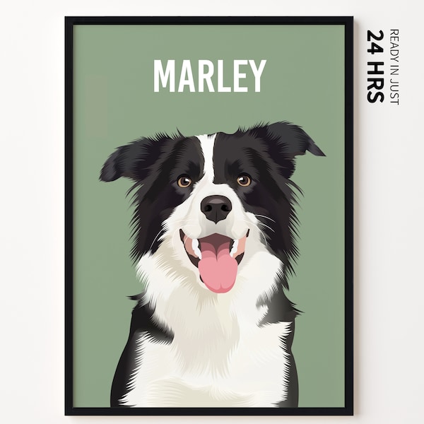 Retrato personalizado de mascotas, Ilustración personalizada de perros, Arte de pared de perros y gatos, Mascota dibujada a mano, Ideas conmemorativas de mascotas, Digital, Regalo de Navidad, Arte de mascotas