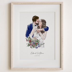 Personalised Watercolour Portrait, Anniversary Present, Wedding Portrait, Painting from Photo, Wife Husband Gift, Valentines Day Gift