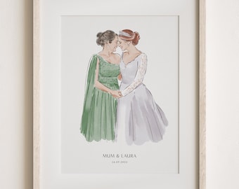 Personalised Gift for Mother of the Bride, Portrait from Photo, Mom Dad Daughter Gift, Parents of the Bride, Gift for Mum, Grandmother Gift