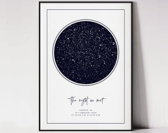 Custom Star Map Print,  Personalised Special Date Gift, Wedding Anniversary Gift, Stars Above by Date, Night Sky Poster, Stars Birthday Map