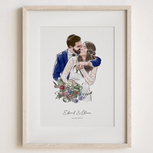 Gepersonaliseerd aquarelportret, jubileumcadeau, huwelijksportret, schilderij van foto, cadeau vrouw echtgenoot, Valentijnsdagcadeau