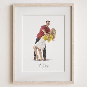 Retrato personalizado para proposta de casal, presente personalizado para ela, presente de aniversário para casal, ilustração em aquarela, pintura de família a partir de foto