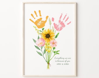 Personalised Mothers Day Gift, Gift for Mum, Custom Gift for Nana, Gift for Mummy, Mum Daughter Gift, Birthday Gift for Her, Handprint Print