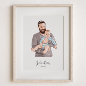 Father's Day Gift, Portrait from Photo, Personalised Gift for Dad, Custom Portrait, Family Portrait, Gif for Grandfather, Christmas Gift