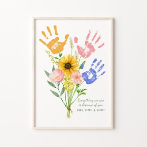 Mothers Day Handprint Print, Personalised Mum Gift, DIY Mum's Birthday, Nanny Craft Gift, Baby Keepsake Hand Print, Kids Gift for Mommy