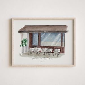 Our First Date Venue Portrait, Custom Watercolor Couple Drawing, Anniversary Keepsake, Valentine Gift for Her Him, Restaurant Sketch