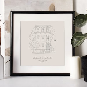 Croquis de maison dessiné main sur mesure, Cadeau pour une nouvelle maison, Cadeau d'anniversaire, Cadeau de pendaison de crémaillère, Cadeau de Noël, Idées cadeaux, Cadeau pour agent immobilier, Art personnalisé