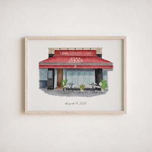 カスタムペイントの水彩画会場、店頭写真イラスト、レストランの壁画、バーの絵、ブティックのスケッチ、家族経営のアートギフト