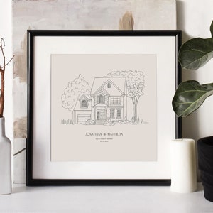 Hand Drawn Bespoke House Sketch, New Home Gift, Anniversary Gift, Housewarming Present, Christmas Gift, Gift Ideas, Realtor Gift, Custom Art