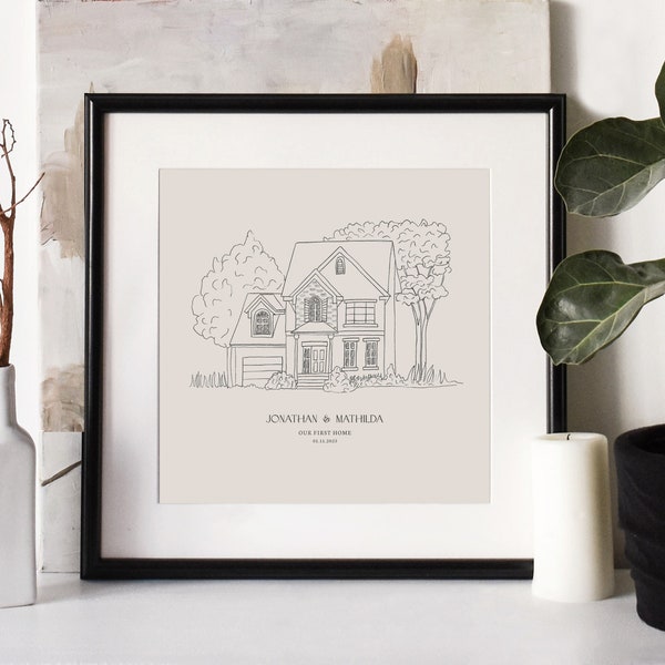 Hand Drawn Bespoke House Sketch, New Home Gift, Anniversary Gift, Housewarming Present, Christmas Gift, Gift Ideas, Realtor Gift, Custom Art