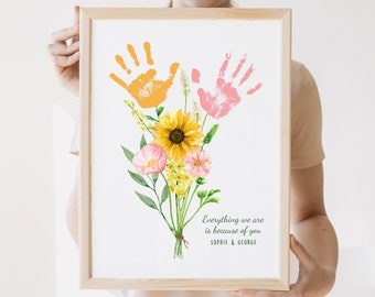 Personalised Mothers Day Gift, Gift for Mum, Custom Gift for Nana, Gift for Mummy, Mum Daughter Gift, Birthday Gift for Her, Handprint Print