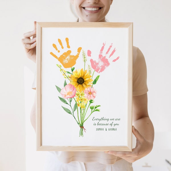 Mothers Day Handprint Print, Personalised Mum Gift, DIY Mum's Birthday, Nanny Craft Gift, Baby Keepsake Hand Print, Kids Gift for Mommy