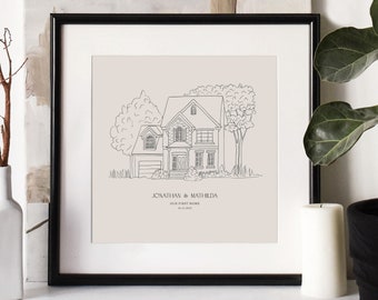 Hand Drawn Bespoke House Sketch, New Home Gift, Anniversary Gift, Housewarming Present, Christmas Gift, Gift Ideas, Realtor Gift, Custom Art
