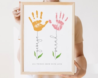 Mothers Day Handprint Print, Personalised Mom Gift, DIY Mum's Birthday, Baby's First Father's Day Craft, Baby Keepsake, Kids Gifts for Mommy