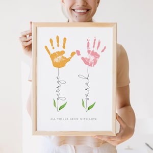 Impression d'empreintes de main pour la fête des mères, cadeau personnalisé pour maman, bricolage pour l'anniversaire d'une maman, cadeau artisanal pour nounou, impression de main souvenir de bébé, cadeau enfant pour maman