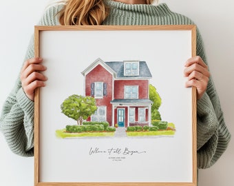 Benutzerdefinierte Haus Porträt, personalisierte Haus Gemälde, handgemaltes Aquarell Haus, Einweihungsparty Geschenk, erste Haus Kunstwerk, Realtor Geschenk