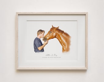 Custom Horse Portrait, Personalized Pet Art, Horse Boy Gift, Jockey Poster, Equestrian Decor, Horse Lover Painting, Equestrian Club Wall Art