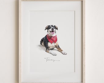 Retrato personalizado de mascota, Ilustración personalizada de perro, Arte mural para perros y gatos, Mascota dibujada a mano, Ideas para homenajear a tu mascota, Digital, Regalo de Navidad, Arte de mascotas