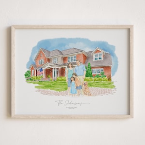 Portret aangepast huis, gepersonaliseerd huisschilderij, handgeschilderd aquarelhuis, housewarmingcadeau, eerste huiskunstwerk, cadeau makelaar