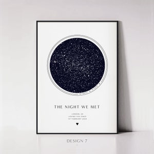 Stampe personalizzate con mappa stellare per data, poster con data speciale "La notte in cui ci siamo incontrati", regalo per anniversario di matrimonio per lui, San Valentino, regalo d'amore per lei