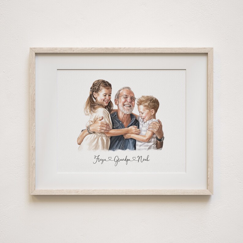 Personalized Family Painting, Couple Portrait Hand-drawn From Photo