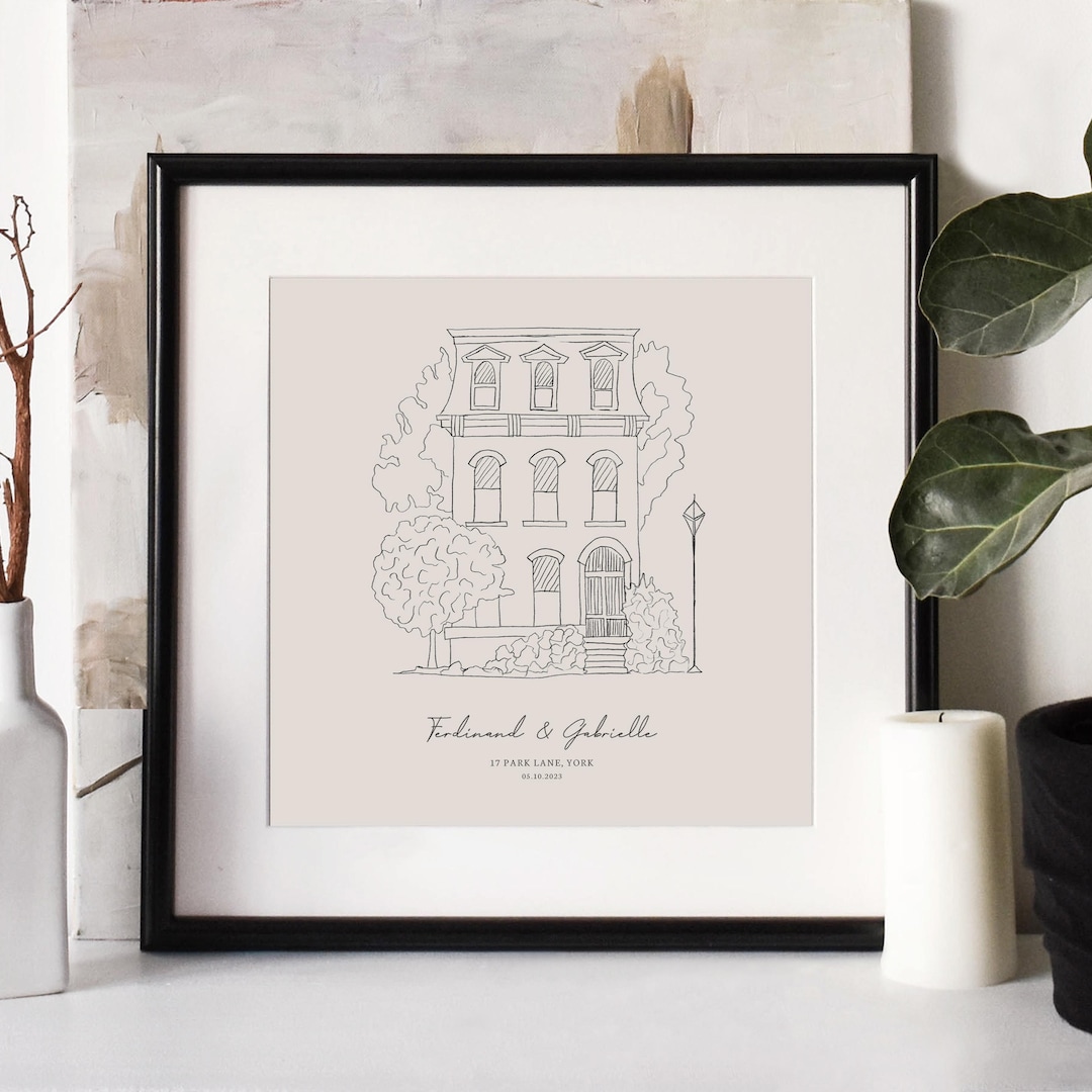 Buy Hand Drawn Bespoke House Sketch, New Home Gift, Anniversary Gift,  Housewarming Present, Christmas Gift, Gift Ideas, Realtor Gift, Custom Art 