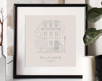 Hand Drawn Bespoke House Sketch, New Home Gift, Anniversary Gift, Housewarming Present, Christmas Gift, Gift Ideas, Realtor Gift, VLA