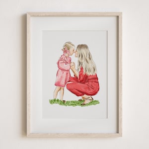 Regalo para el Día de la Madre, Retrato en acuarela, Regalo para mamá, Regalo para la abuela, Regalo para la hija, Regalo para la niñera, Primer Día de la Madre