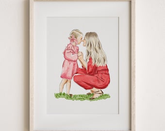 Mothers Day Gift, Watercolor Portrait, Mum Mummy Gift, Gift for Nan Nana, Grandmother Gift, Gift from Daughter, Nanny Gift, 1st Mothers Day