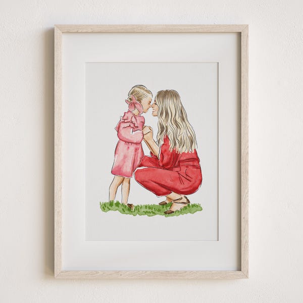 Mothers Day Gift, Watercolor Portrait, Mum Mummy Gift, Gift for Nan Nana, Grandmother Gift, Gift from Daughter, Nanny Gift, 1st Mothers Day