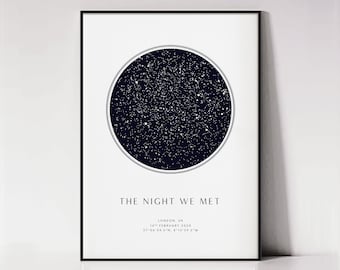Christmas Gift for Wife, Custom Star Map by Date Framed Print, Night Sky Wall Decor, Celestial Map Poster, Wedding Anniversary Sky Canvas