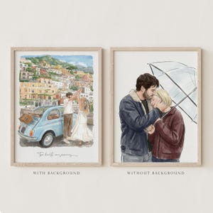 Custom Couple Portrait - Painting from Photo, 1st Anniversary Gift, Hand Drawn Illustration, Wedding Gift, Gift for Her Him, Engagement Gift image 6