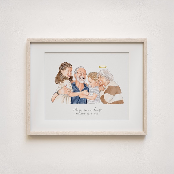 Memorial Portrait, Combine Photos to Portrait, Deceased Loved One to Photo, Family Portrait, Merge Photos, Gift Him Her, Father Mother Gift