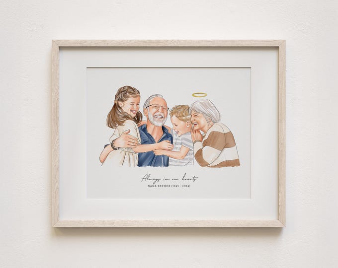 Memorial Portrait, Combine Photos to Portrait, Deceased Loved One to Photo, Family Portrait, Merge Photos, Gift Him Her, Father Mother Gift