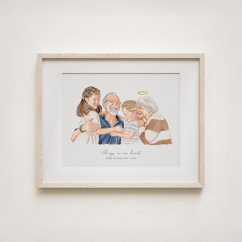 Memorial Portrait, Combine Photos to Portrait, Deceased Loved One to Photo, Family Portrait, Merge Photos, Gift Him Her, Father Mother Gift image 1