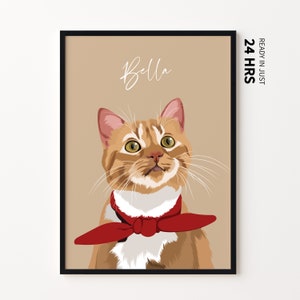 Custom Pet Portrait, Personalised Dog Illustration, Dog Cat Wall Art, Hand Drawn Pet, Pet Memorial Ideas, Digital, Christmas Gift, Pet Art image 5