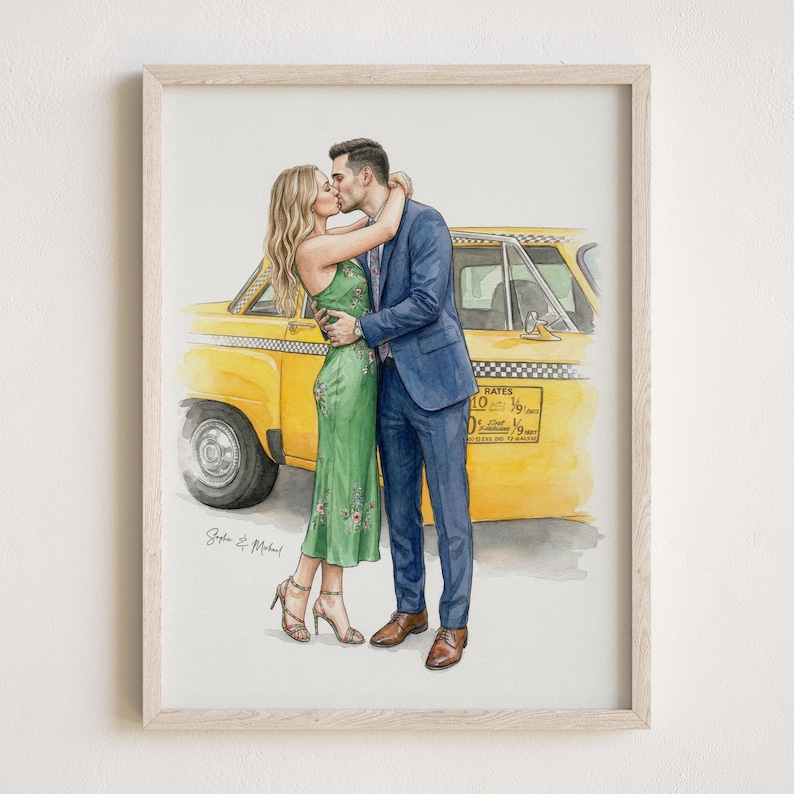 Custom Couple Portrait - Painting from Photo, 1st Anniversary Gift, Hand Drawn Illustration, Wedding Gift, Gift for Her Him, Engagement Gift image 4