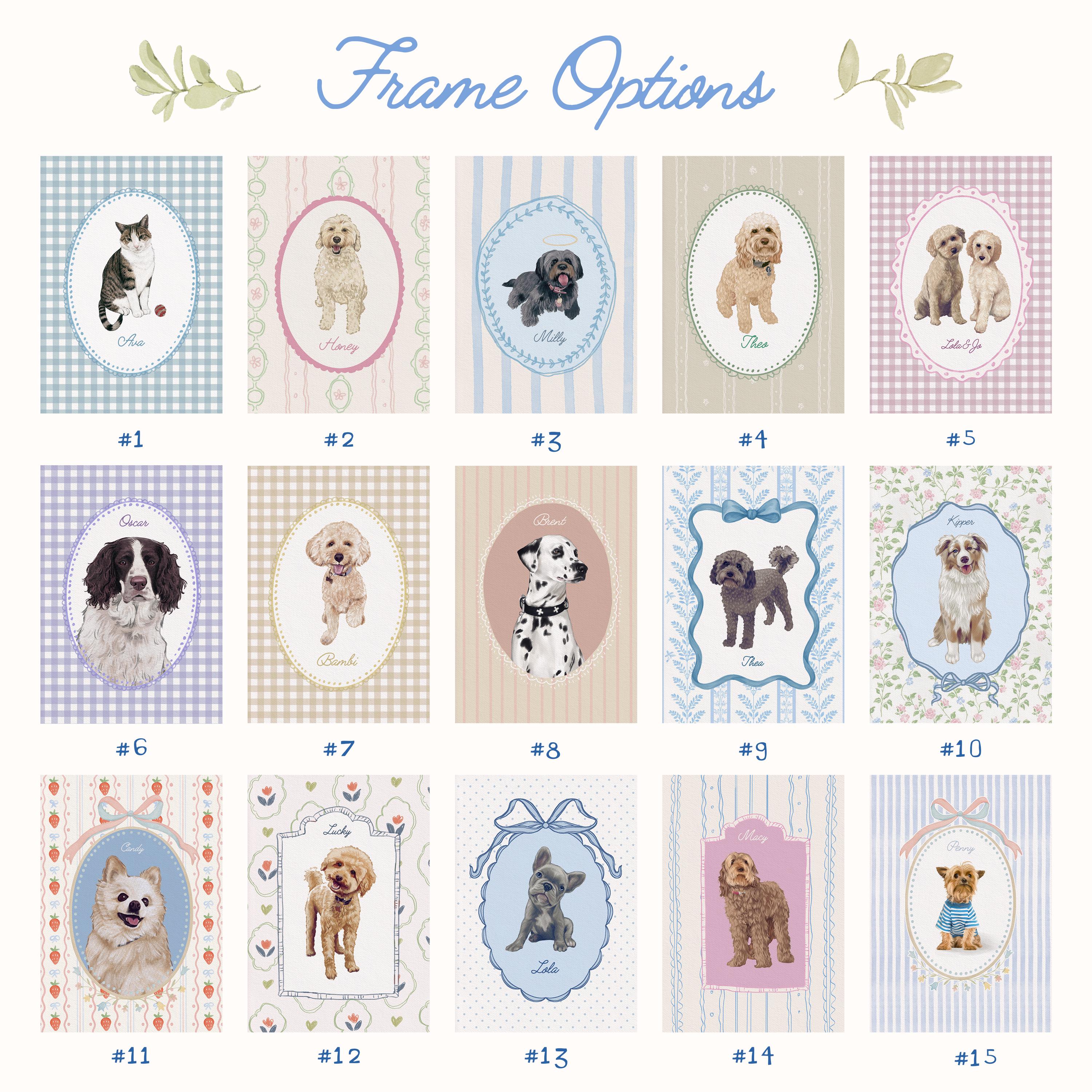 Custom Drawn Pet Portrait, Personalised Cute Dog Portrait, Dog Cat Art ...